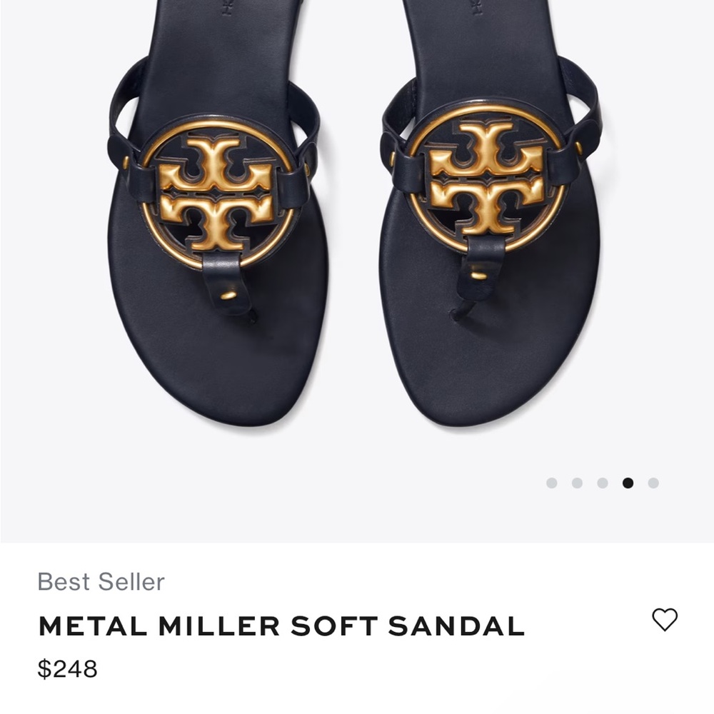 Tory Burch Miller Sandal In Black Leather With Golden Metal Logo. Worn once! - Picture 11 of 11